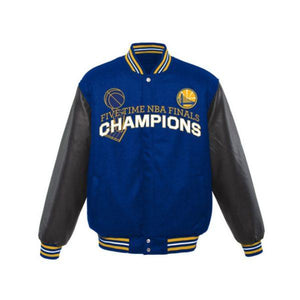 JH Design Golden State Warriors Royal 2017 NBA Faux Leather Jacket